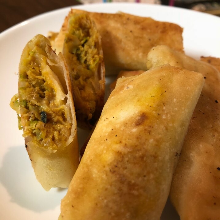 サケ缶でつくる☆カレー春巻き☆